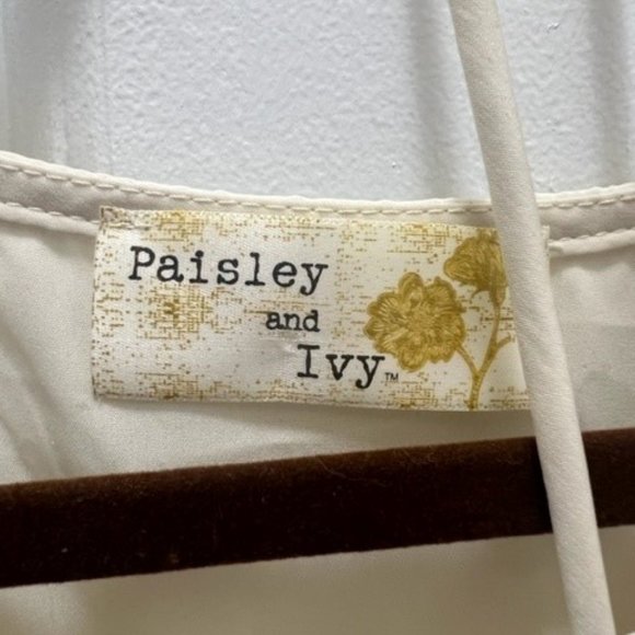 Cream tie-waist silk top by Paisley and Ivy Size M - Picture 3 of 3